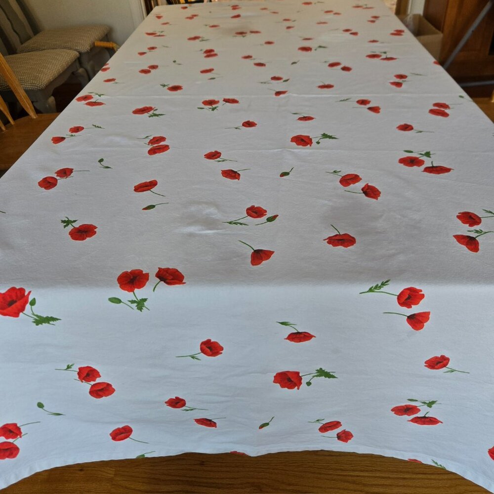 Le Telerie Toscana Red Poppy Flower Cotton Tablecloth - Picture 3 of 5